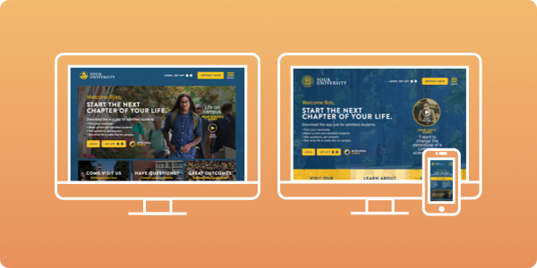 Personalized landing pages for college and university admissions marketing campaigns.